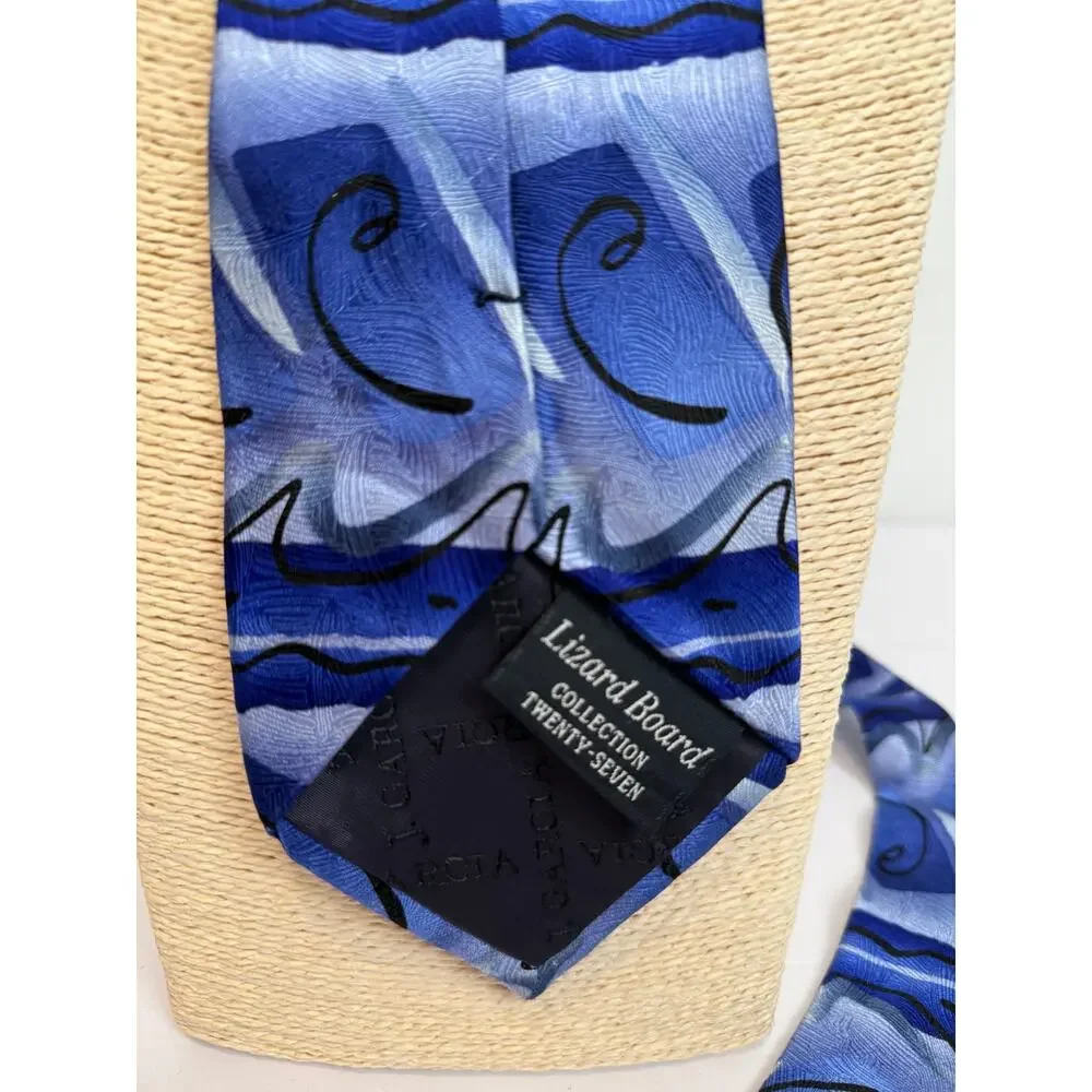 J Garcia Lizard Board Collection 27 Silk Tie Blue Purple Wave